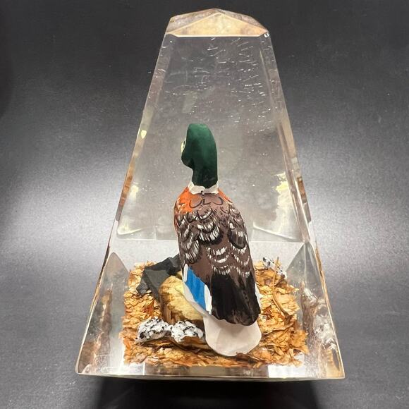 Lucite Paperweight Mallard Duck Hand Carved Duck Hunting - Picture 11 of 13